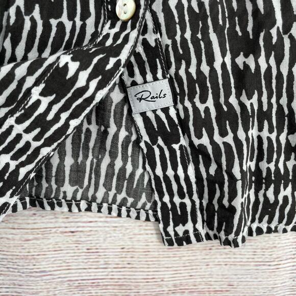 Rails Long Sleeve Semi Sheer Nila Button Up Shirt Women's Small Onyx Batik Print - Picture 3 of 8